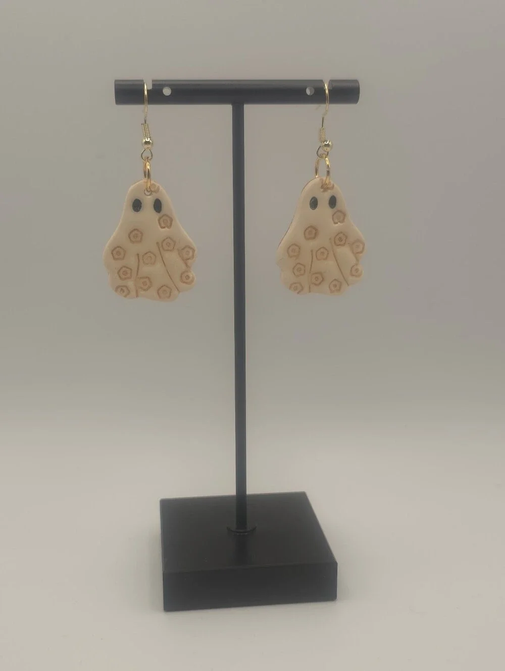 Handcrafted Cream Floral Ghost Drop Earrings